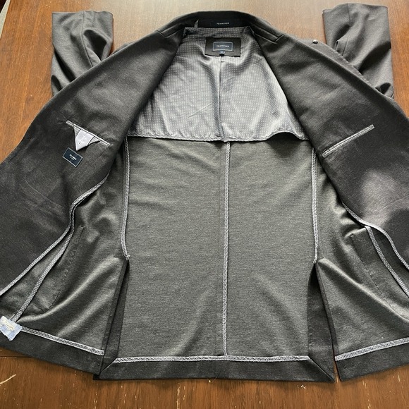 7 Diamonds Mens Medium 4 Way Stretch Blazer Dark Grey Modern 2 Button - Picture 9 of 14